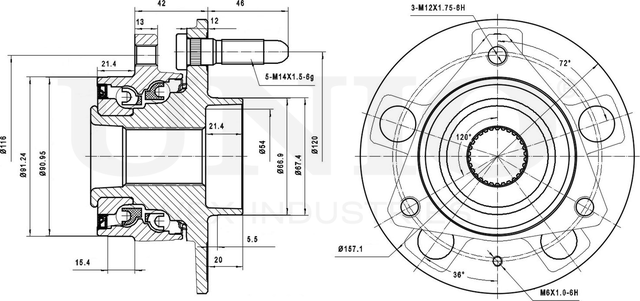 Ступица колеса с интегрированным подшипником (Unio). Артикул HUB-20130