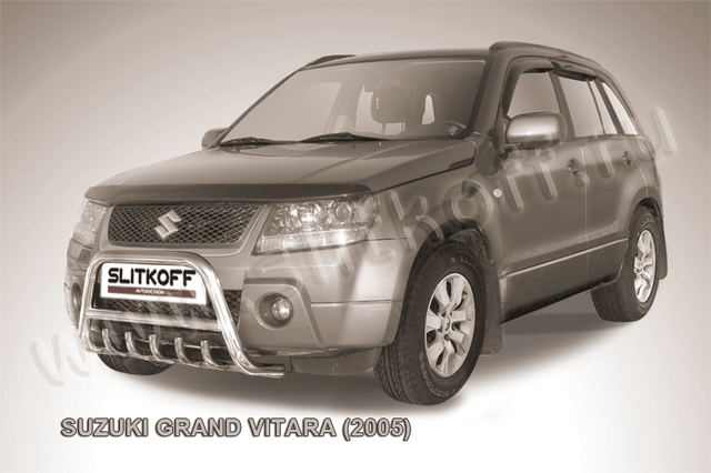 Кенгурятник Slitkoff d57 низкий c защитой картера для Suzuki Grand Vitara III 5-дв. 2005-2008. Артикул SGV05005