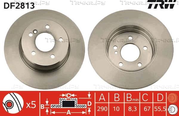 Тормозной диск TRW задний для Mercedes-Benz CLC-Класс 2008-2011. Артикул DF2813