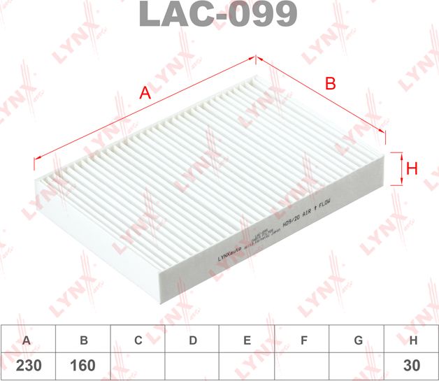 Салонный фильтр LYNXauto для Renault Megane I 1998-2003. Артикул LAC-099