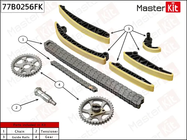 Комплект цепи ГРМ MB OM 642 W203/W204/C209/C218/W211/W212 co звездочками (Master KIT). Артикул 77B0256FK