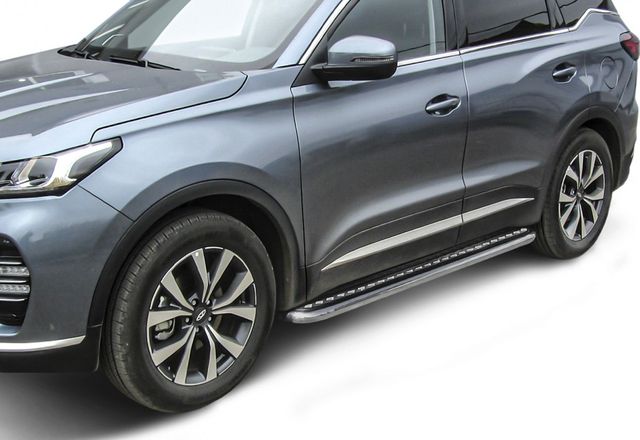 Пороги Slitkoff труба d57 с листом усиленные для Chery Tiggo 7 Pro 2020-2026. Артикул CT7PR-008