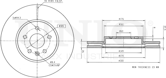 Диск тормозной (Unio). Артикул BRD-20274
