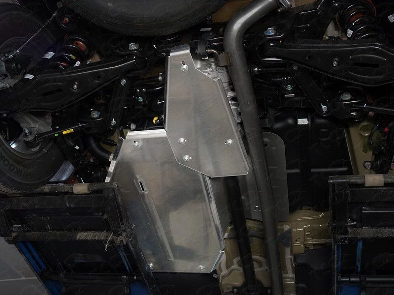 Защита алюминиевая ТСС (4 мм) для дифференциала Hyundai Santa Fe IV до рестайлинга (TM) 2018-2021. Артикул ZKTCC00375