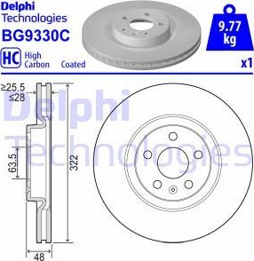 Тормозной диск Delphi. Артикул BG9330C