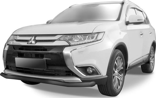 Защита Slitkoff переднего бампера d57 волна для Mitsubishi Outlander III 2015-2026 Черная. Артикул MOUT15-001B