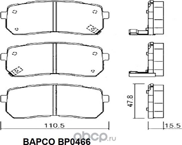 Колодки тормозные дисковые Hyundai H-1 II / H-300 09/2007-, Carniva (Bapco) Bapco. Артикул BP0466