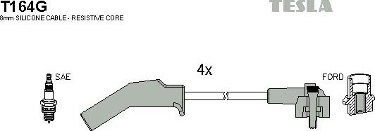 Высоковольтные провода (провода зажигания) (комплект) Tesla для Ford Escort V 1995-1999. Артикул T164G