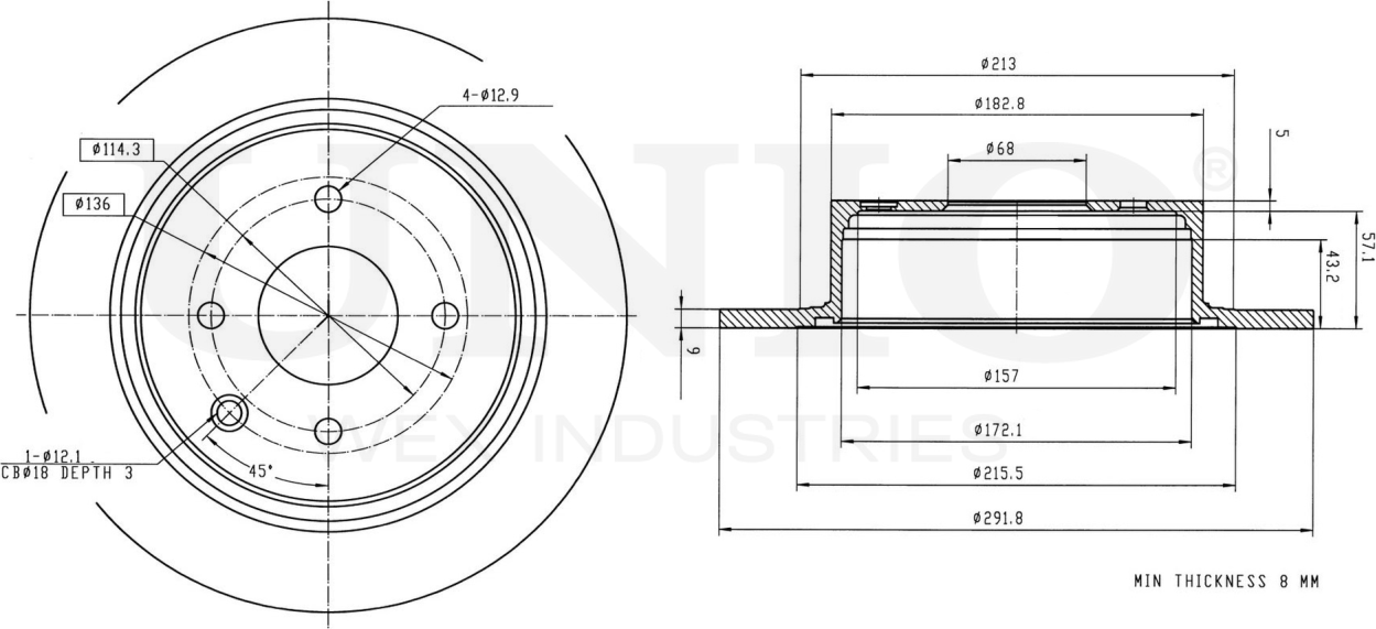Диск тормозной (Unio). Артикул BRD-20141