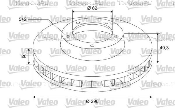 Тормозной диск Valeo передний для Toyota Auris I 2010-2012. Артикул 297152