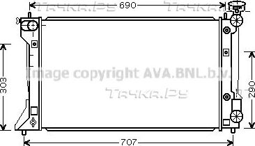 Радиатор охлаждения двигателя AVA для Toyota Avensis II 2003-2008. Артикул TO2293