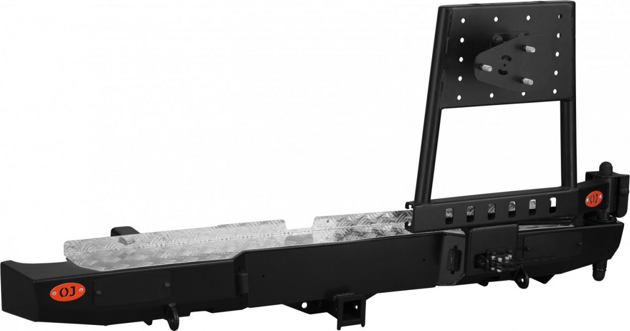 Бампер силовой OJ задний с правой универсальной калиткой для Nissan Navara D40 2010-2026. Артикул 03.168.02