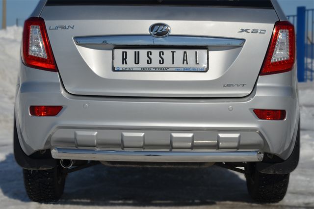 Защита RusStal заднего бампера d76 дуга для Lifan X60 2012-2016. Артикул LFZ-001244