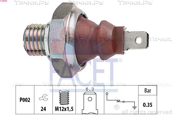 Датчик давления масла Facet Made in Italy - OE Equivalent для Mercedes-Benz Sprinter 901, 902 1995-2006. Артикул 7.0026