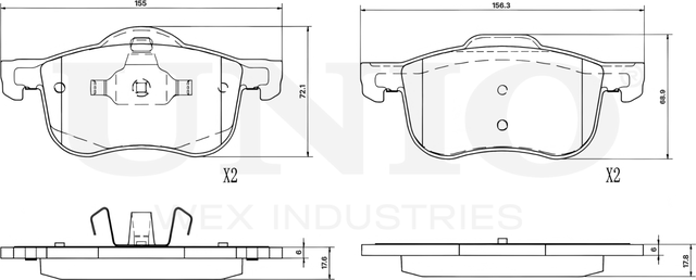 Колодки тормозные дисковые, комплект (Unio). Артикул BRP-20390