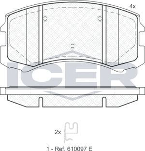 Тормозные колодки Icer передние для Mitsubishi Colt VI (Z20/Z30) 2004-2012. Артикул 181618