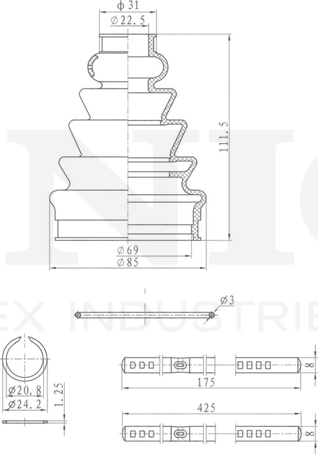 Пыльник ШРУС, комплект (Unio). Артикул DUC-30090K
