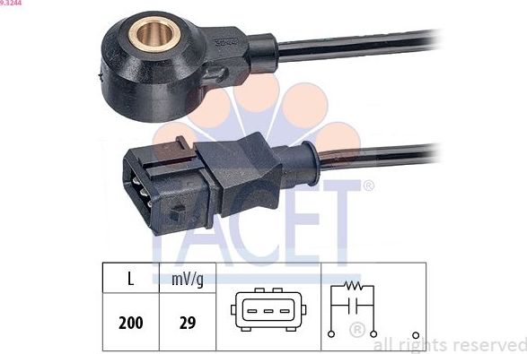 Датчик детонации Facet Made in Italy - OE Equivalent. Артикул 9.3244