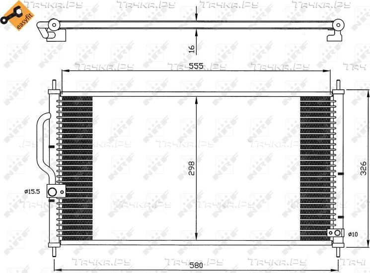 Радиатор кондиционера (конденсатор) NRF EASY FIT для Honda Integra III 1997-2001. Артикул 35627