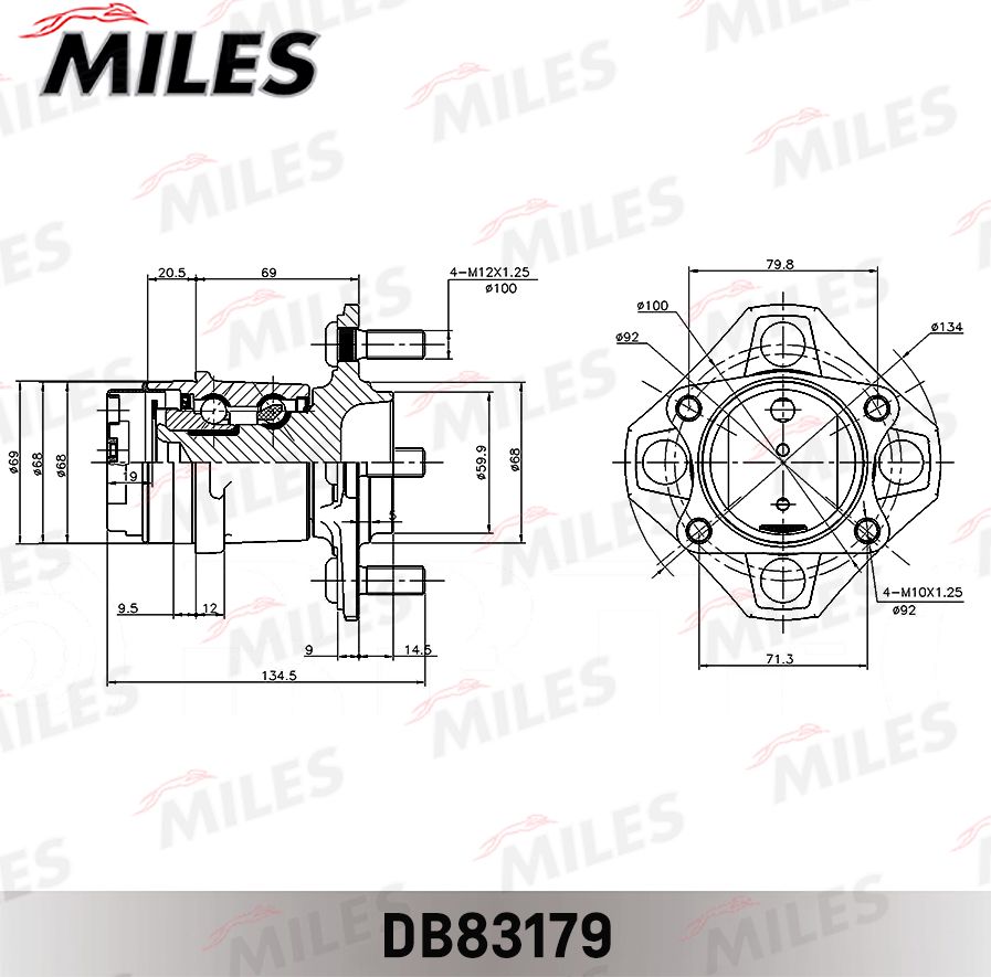 Ступица колеса с интегрированным подшипником Miles. Артикул DB83179