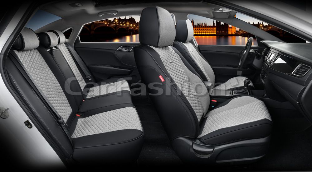 Чехлы универсальные каркасные CarFashion 5D Rover Plus на сидения авто, цвет Серый/Черный/Серый. Артикул 27271