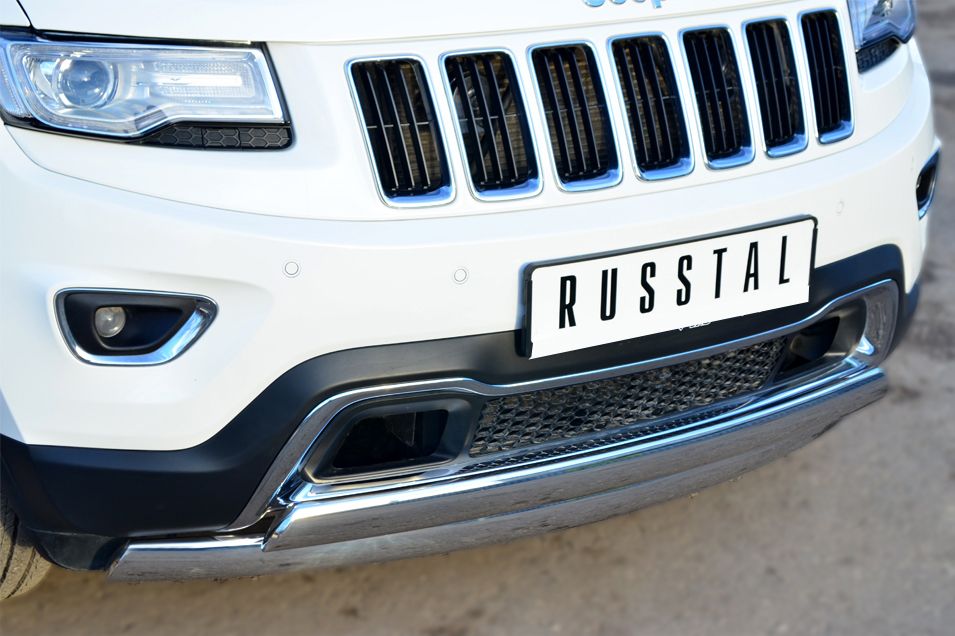 Защита RusStal переднего бампера 75х42 (дуга) 75х42 (дуга) для Jeep Grand Cherokee WK2 2013-2026. Артикул JGCZ-001527