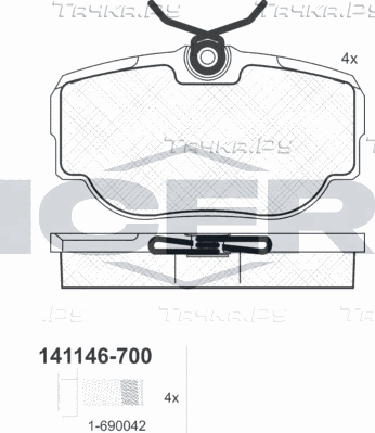 Тормозные колодки Icer. Артикул 141146-700