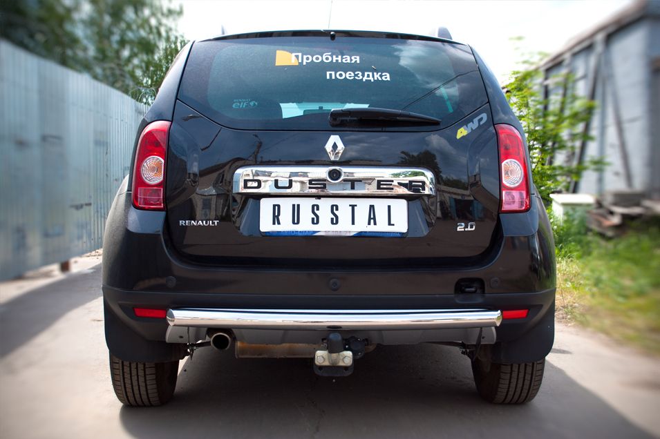 Защита RusStal заднего бампера d63 (дуга) для Renault Duster 4WD I 2010-2020. Артикул RD4Z-000443