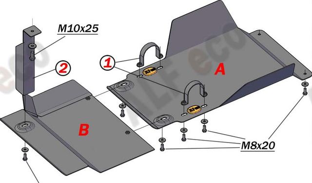 Защита алюминиевая Alfeco для КПП и раздатки Mitsubishi Delica IV D4 1996-2007. Артикул ALF.14.34 AL4