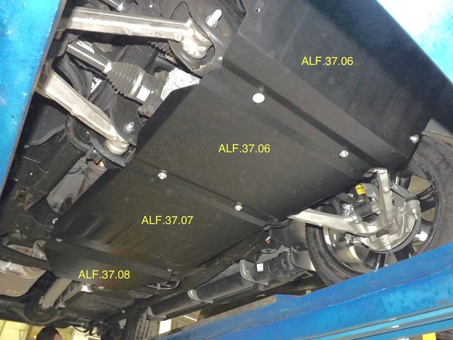 Защита Alfeco для картера, КПП и РК Cadillac Escalade IV 2014-2020. Артикул ALF.37.06-07-08