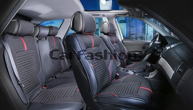 Накидки универсальные CarFashion Sector Plus для авто, цвет Красный/Черный/Черный. Артикул 22277
