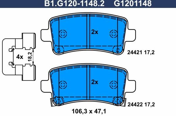 Тормозные колодки Galfer. Артикул B1.G120-1148.2