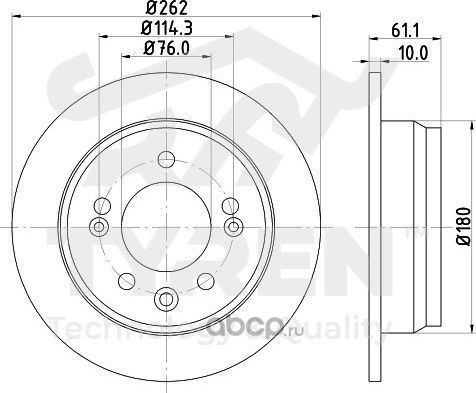 Тормозной диск (Tyren). Артикул TYR1016171