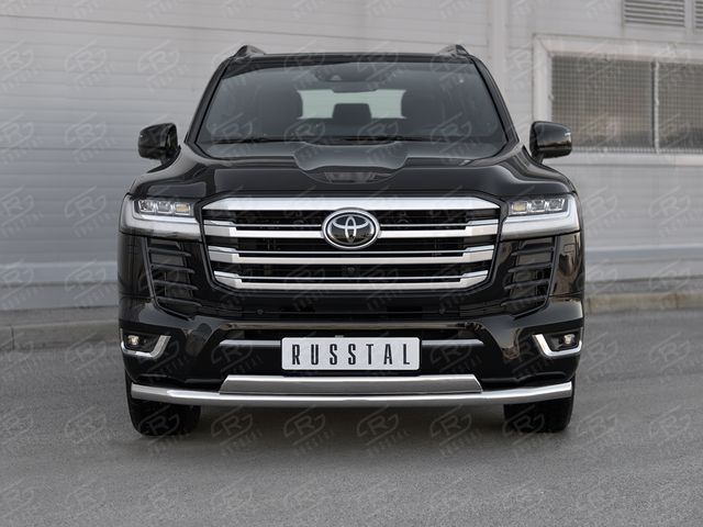 Защита RusStal переднего бампера d63 (секции)-d75x42 (дуга) для Toyota Land Cruiser 300 70th Anniversary 2021-2026. Артикул TLCZ-003635