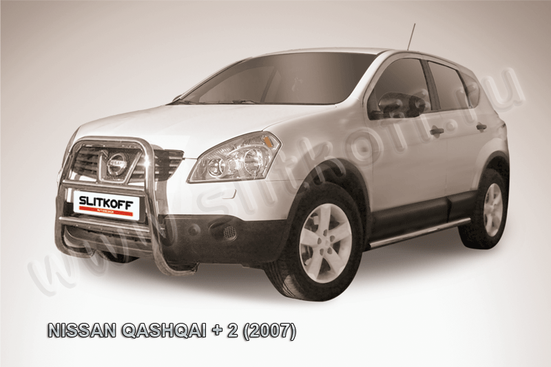 Кенгурятник Slitkoff d57 высокий для Nissan Qashqai+2 2008-2010. Артикул NIQ2002
