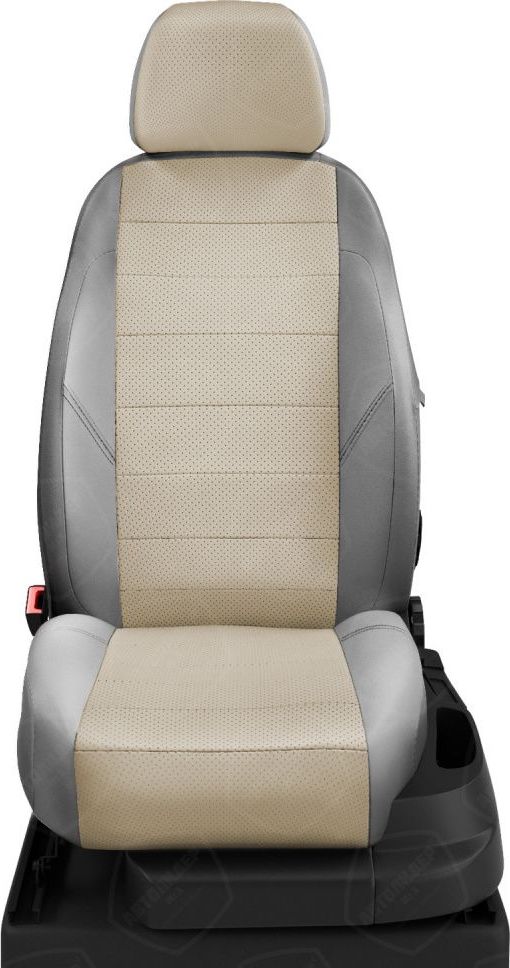 Чехлы Автолидер на сидения для Dodge Caravan Chrysler Voyager 7 мест 2001-2026, цвет Кремовый/Серый. Артикул CR06-0101-EC18
