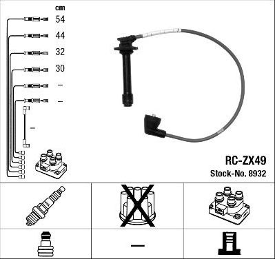 Высоковольтные провода (провода зажигания) (комплект) NGK для Mazda 626 V (GF) 1997-2002. Артикул 8932