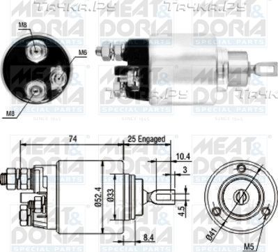 Втягивающее реле стартера Meat & Doria для Fiat Stilo 2001-2008. Артикул 46129