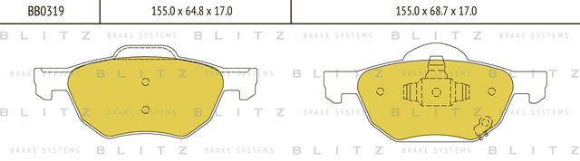 Колодки тормозные HONDA ACCORD 03- перед. (Blitz). Артикул BB0319