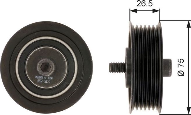 Направляющий (ведущий) ролик приводного поликлинового ремня Gates DriveAlign®. Артикул T36262