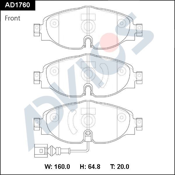 Тормозные колодки Advics передние для Audi A3 III (8V) 2012-2026. Артикул AD1760
