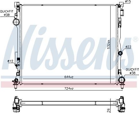 Радиатор охлаждения двигателя Nissens ** FIRST FIT ** для Mercedes-Benz GLS II (X167) 2019-2026. Артикул 607124