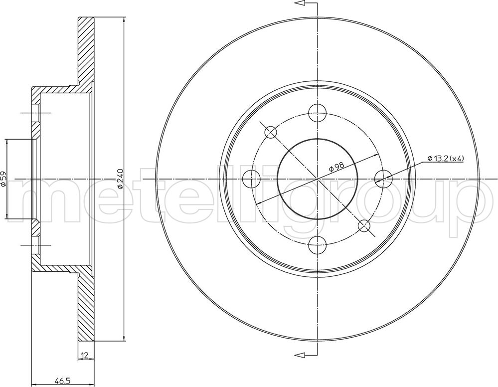 Тормозной диск Metelli. Артикул 23-0156