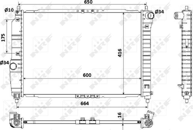 Радиатор охлаждения двигателя NRF для Chevrolet Aveo I 2003-2012. Артикул 53902