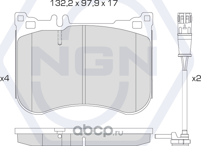 Колодки тормозные керамические, передние (NGN). Артикул 3502525