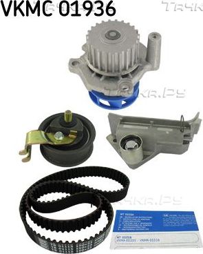 Помпа (водяной насос) с комплектом ремня ГРМ SKF для SEAT Alhambra I 2001-2010. Артикул VKMC 01936