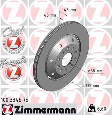 Тормозной диск Zimmermann FORMULA Z. Артикул 100.3346.75