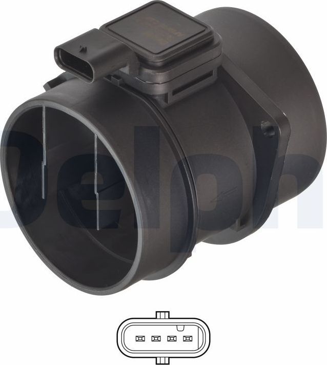 Датчик массового расхода воздуха (ДМРВ) Delphi для Mercedes-Benz GLK-Класс I (X204) 2008-2015. Артикул AF10676-12B1