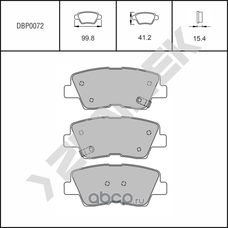 Колодки тормозные дисковые задние HYUNDAI SONATA 04->, TUCSON 04-10 (Zennek). Артикул DBP0072