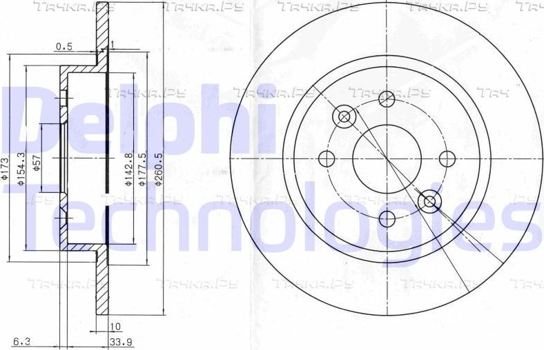 Тормозной диск Delphi передний для Nissan Almera Tino I 2000-2006. Артикул BG3816